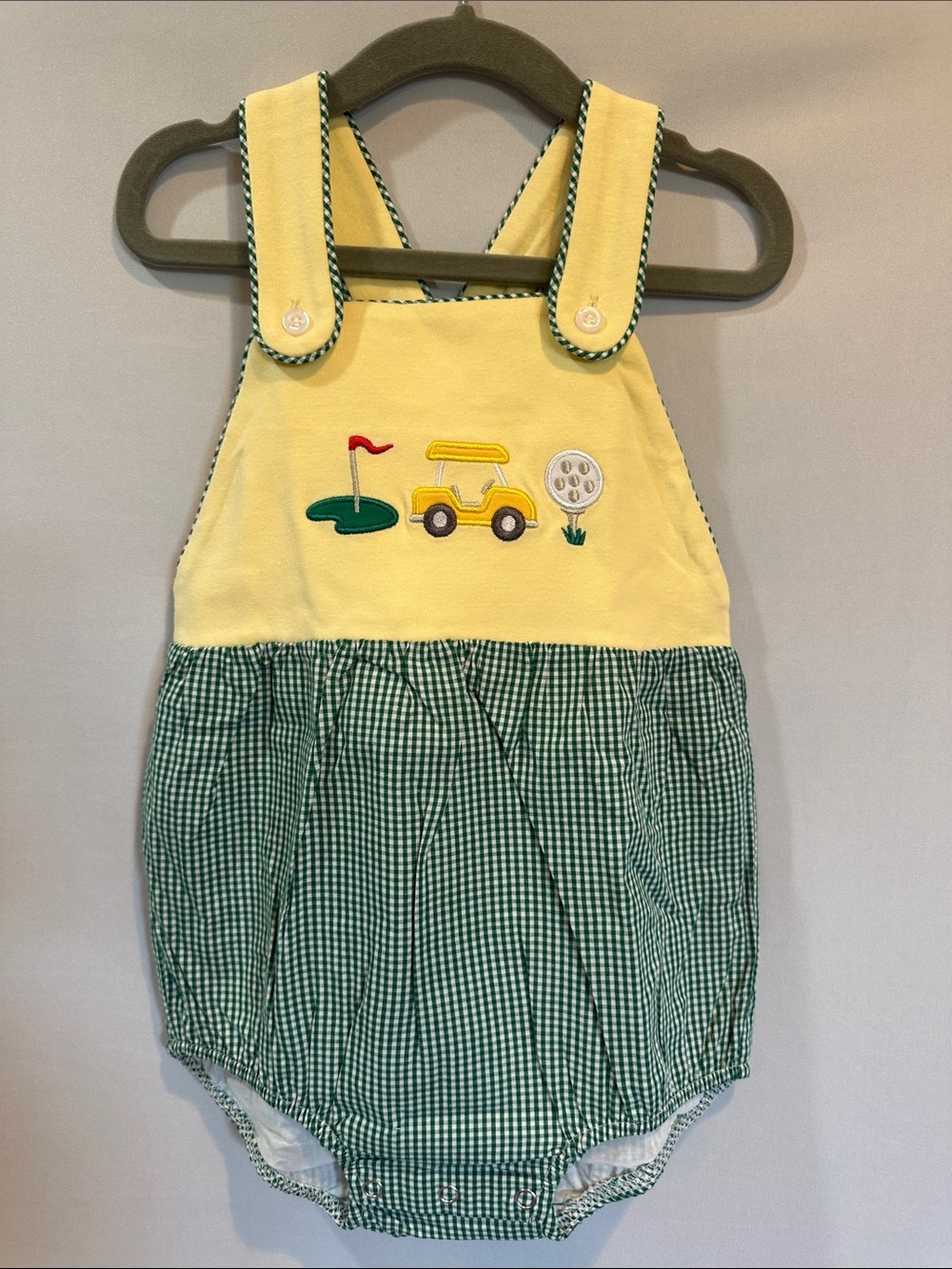 Yellow & Green Golf Embroidered Baby Romper